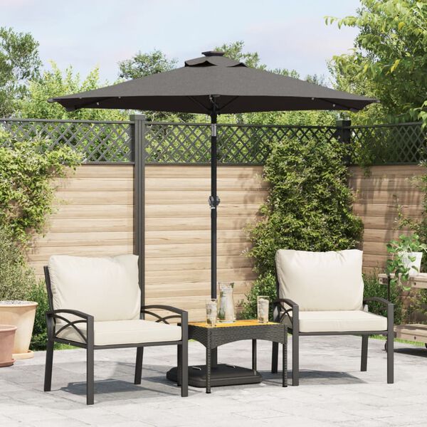vidaXL Parasol de jardin LED et mât en acier anthracite 225x225x212 cm