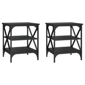 vidaXL Tables d'appoint 2 pcs Noir 40x42x50 cm Bois d&rsquo;ing&eacute;nierie