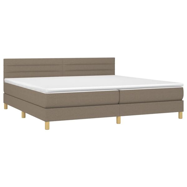 vidaXL Sommier &agrave; lattes de lit avec matelas Taupe 200x200 cm Tissu