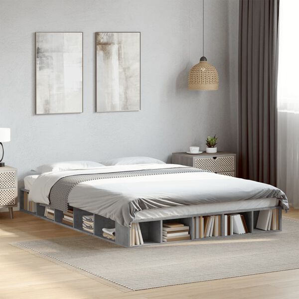 vidaXL Cadre de lit sans matelas gris b&eacute;ton 150x200 cm