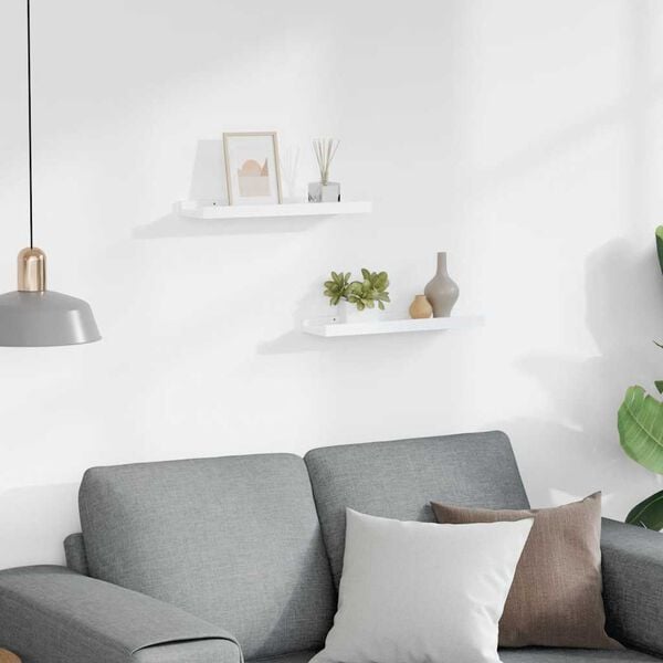 vidaXL &Eacute;tag&egrave;res &agrave; rebord pour cadre photo 2 pcs Blanc 40x9x3 cm MDF