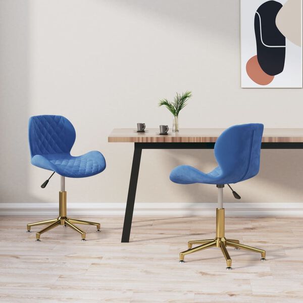 vidaXL Chaises pivotantes &agrave; manger lot de 2 bleu velours