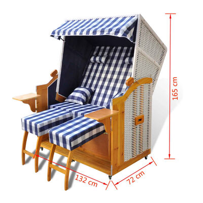 vidaXL Chaise inclinable de jardin Résine tressée et tissu Bleu/blanc