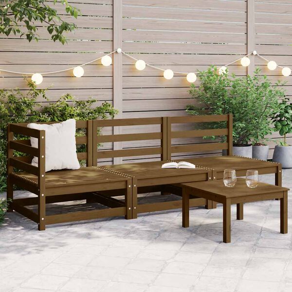vidaXL Salon de jardin 3 pcs marron miel bois de pin massif