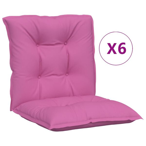 vidaXL Coussins de chaise de jardin &agrave; dossier bas lot de 6 rose