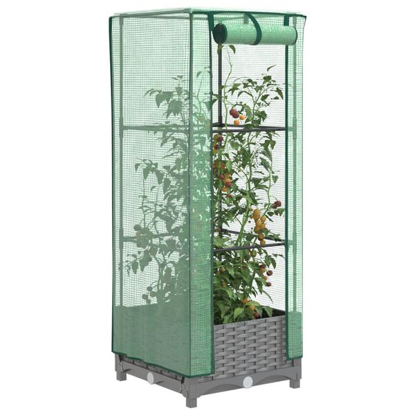 vidaXL Jardini&egrave;re sur&eacute;lev&eacute;e avec housse aspect rotin 40x40x123 cm