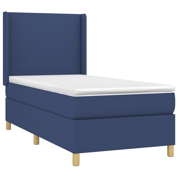 vidaXL Sommier &agrave; lattes de lit avec matelas Bleu 100x200 cm Tissu
