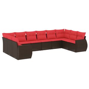 vidaXL Ensemble de canap&eacute; de jardin 10 pcs avec coussins marron
