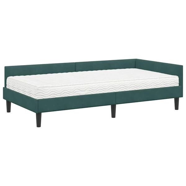 vidaXL Cadre de lit d'angle avec matelas Autre 2 pcs Vert Velours
