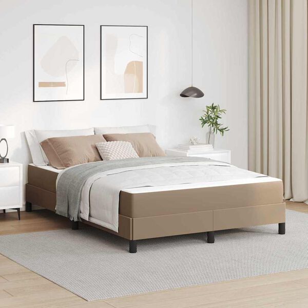 vidaXL Cadre de lit avec matelas Cappuccino 160 x 200 cm tissu
