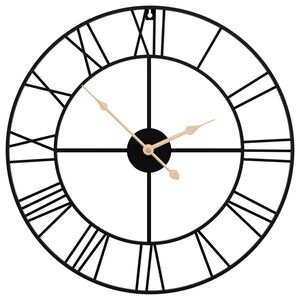 vidaXL Horloge murale noir &Oslash;50 cm fer