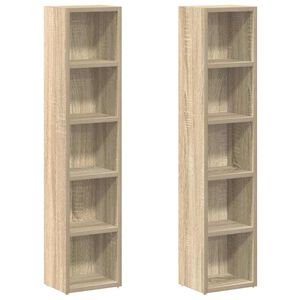vidaXL Armoires &agrave; CD 2 pcs Ch&ecirc;ne sonoma 21x16x93,5 cm Agglom&eacute;r&eacute;