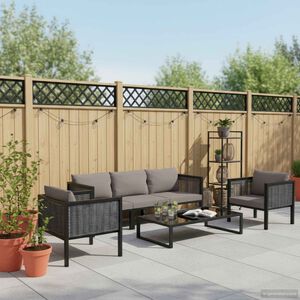 vidaXL Salon de jardin 6 pcs avec coussins r&eacute;sine tress&eacute;e anthracite