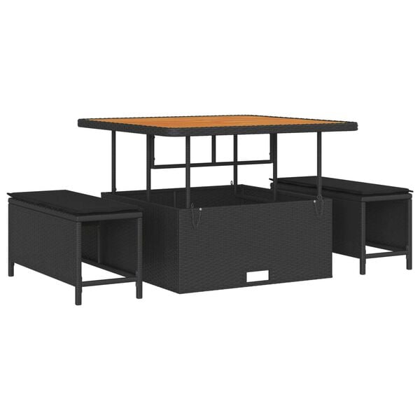 vidaXL Ensemble de canap&eacute; de jardin avec coussin 8 pcs Noir polyrotin