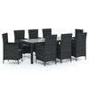 vidaXL Ensemble &agrave; manger d'ext&eacute;rieur 9pcs coussins r&eacute;sine tress&eacute;e noir