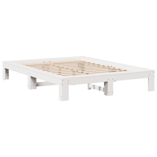 vidaXL Cadre de lit sans matelas blanc 140x190 cm bois de pin massif