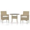 vidaXL Ensemble &agrave; manger de jardin 3 pcs R&eacute;sine tress&eacute;e Beige