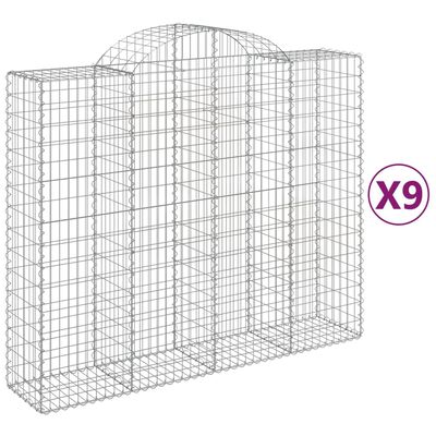 vidaXL Paniers à gabions arqués 9 pcs 200x50x160/180 cm Fer galvanisé