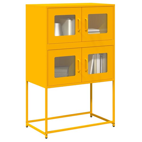 vidaXL Buffet haut jaune moutarde 68x39x107 cm acier