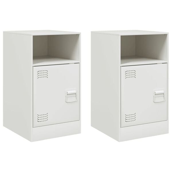 vidaXL Tables de chevet 2 pcs blanc 34,5x39x62 cm acier
