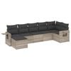 vidaXL Salon de jardin avec coussins 7 pcs gris clair r&eacute;sine tress&eacute;e