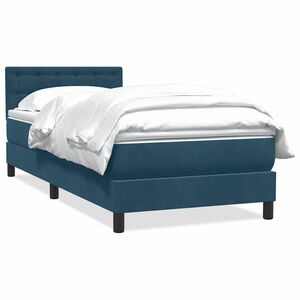 vidaXL Sommier &agrave; lattes de lit et matelas bleu fonc&eacute; 80x220 cm velours