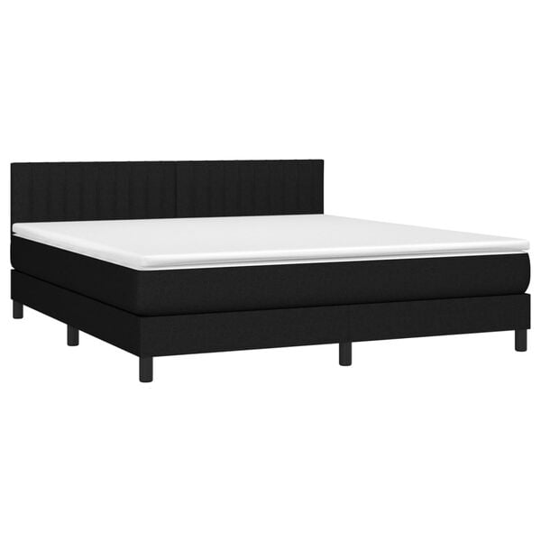 vidaXL Sommier &agrave; lattes de lit avec matelas LED Noir 180x200 cm Tissu
