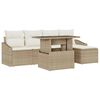 vidaXL Ensemble de canap&eacute; de jardin 6 pc Beige et cr&egrave;me polyrotin