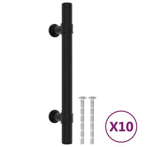 vidaXL Poignées d'armoire 10 pcs noir 96 mm acier inoxydable