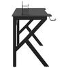 vidaXL Bureau de jeu avec pieds en forme de K Noir 110x60x75 cm