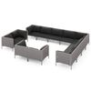 vidaXL Salon de jardin 12 pcs avec coussins R&eacute;sine tress&eacute;e Gris fonc&eacute;