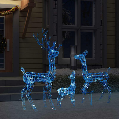 vidaXL Famille de rennes de décoration Acrylique 300 LED bleu