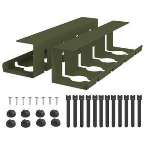 vidaXL Plateau de gestion de c&acirc;bles sous le bureau 2 pc Vert olive