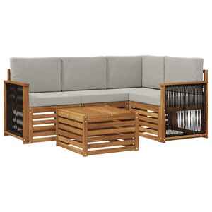 vidaXL Ensemble de canap&eacute;s d'ext&eacute;rieur 5 pcs Naturel et gris clair