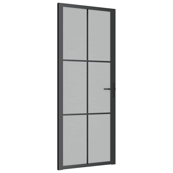 vidaXL Porte int&eacute;rieure 83x201,5 cm Noir Verre mat et aluminium