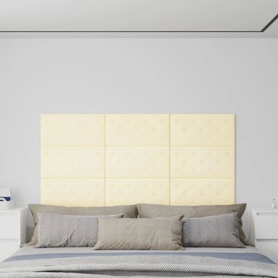 vidaXL Panneaux muraux 12 pcs Crème 60x30 cm Similicuir 2,16 m²