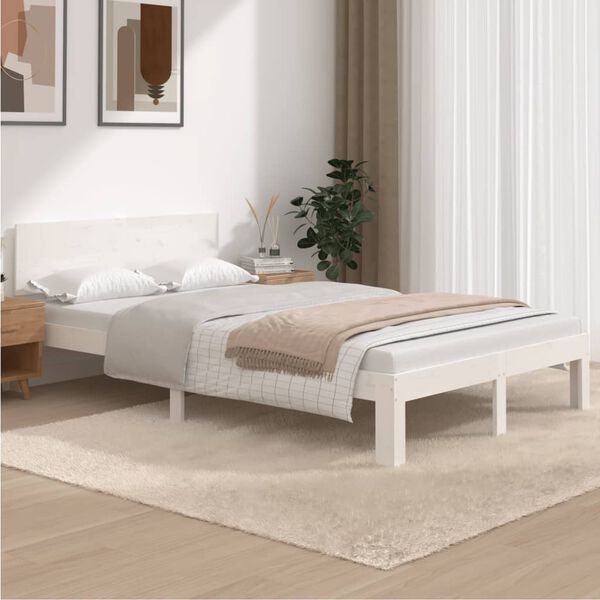 vidaXL Cadre de lit sans matelas blanc bois de pin massif 120x200 cm