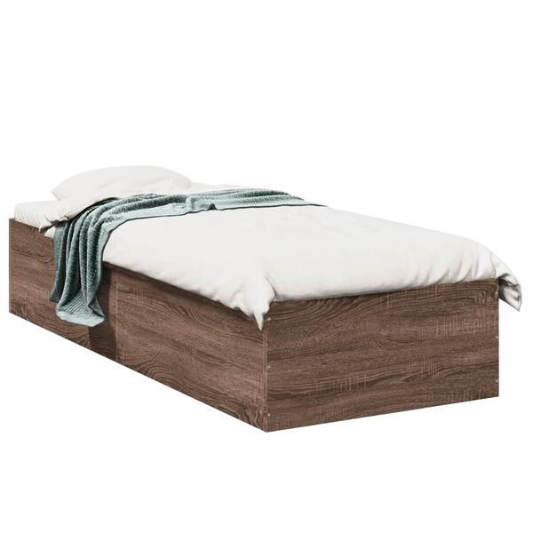vidaXL Cadre de lit sans matelas ch&ecirc;ne marron 75x190cm bois ing&eacute;nierie