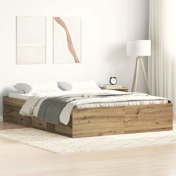 vidaXL Cadre de lit sans matelas ch&ecirc;ne artisanal 140x190 cm
