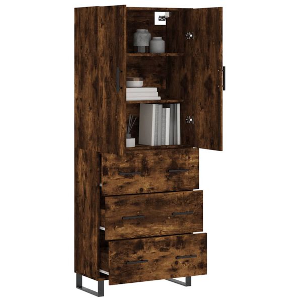 vidaXL Buffet haut Ch&ecirc;ne fum&eacute; 69,5x34x180 cm Bois d'ing&eacute;nierie