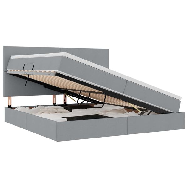 vidaXL Lit avec rangement et LED Gris clair 200 x 200 cm Polyester