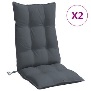 vidaXL Coussins de chaise &agrave; dossier haut lot de 2 anthracite