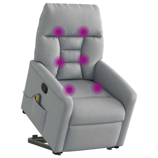 vidaXL Fauteuil de massage inclinable Gris clair Tissu