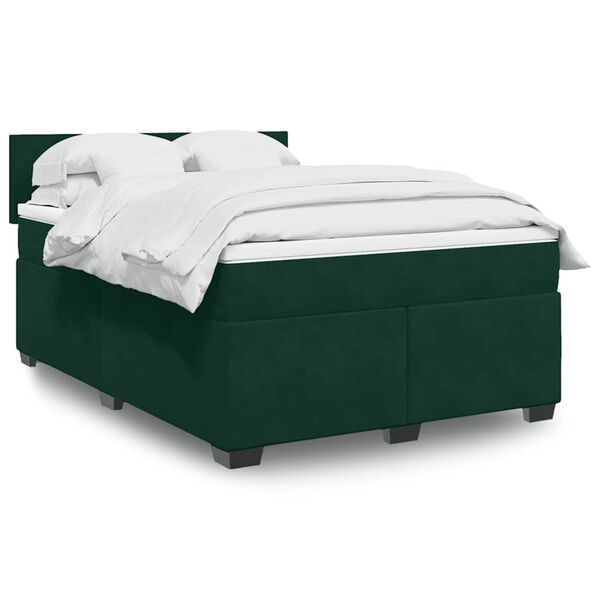 vidaXL Sommier &agrave; lattes de lit et matelas Vert fonc&eacute; 140x190cm Velours
