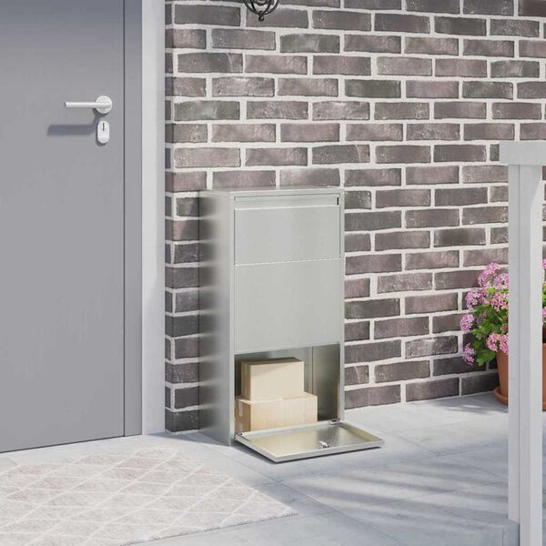 vidaXL Bo&icirc;te de d&eacute;p&ocirc;t de colis Argent&eacute; 44 x 22 x 82 cm Acier galvanis&eacute;