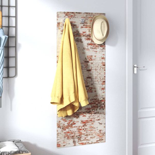 vidaXL Porte-manteau mural 125x50 cm Verre tremp&eacute; Mur de briques