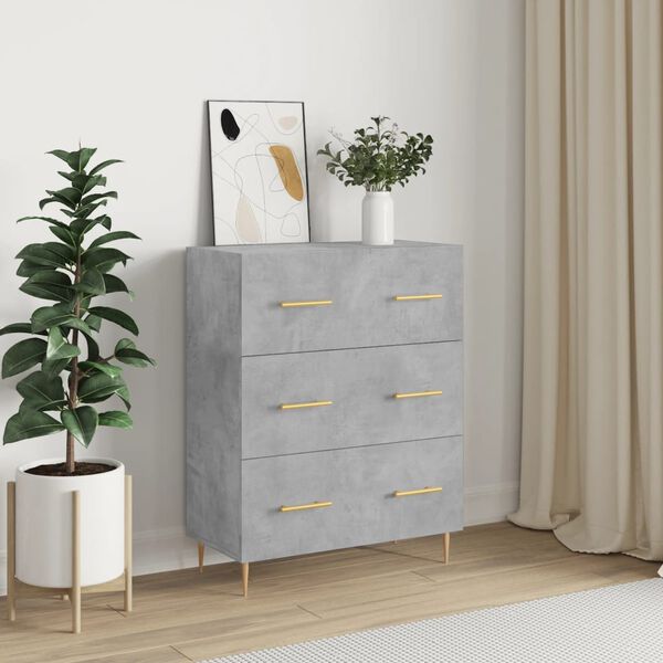 vidaXL Buffet gris b&eacute;ton 69,5x34x90 cm bois d'ing&eacute;nierie