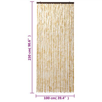 vidaXL Rideau anti-mouches beige 100x230 cm chenille