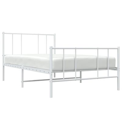 vidaXL Cadre de lit métal sans matelas et pied de lit blanc 107x203 cm