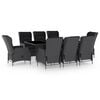 vidaXL Ensemble &agrave; manger d'ext&eacute;rieur 9pcs et coussins rotin gris fonc&eacute;